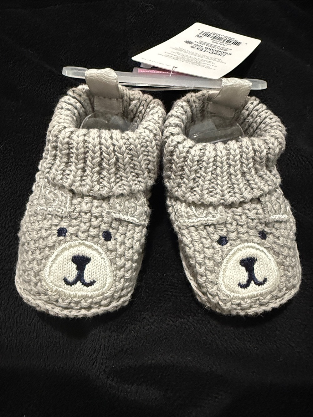 Carter's Gray Knit Bear Booties